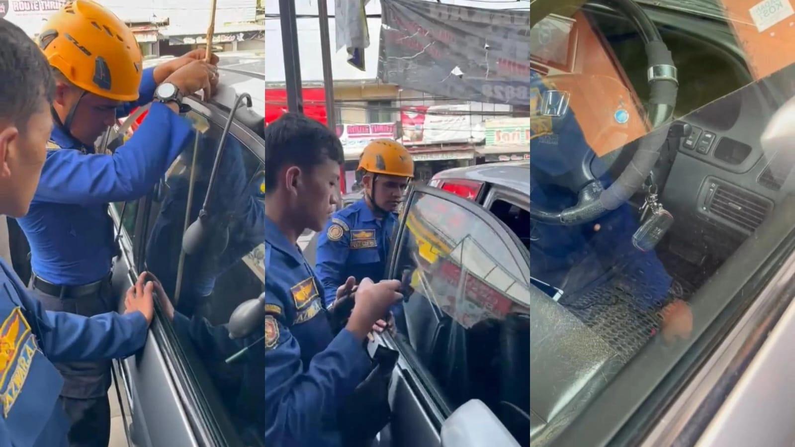 Pintu Mobil Warga Terkunci dari Dalam, Petugas Damkar Kota Tasikmalaya Turun Tangan