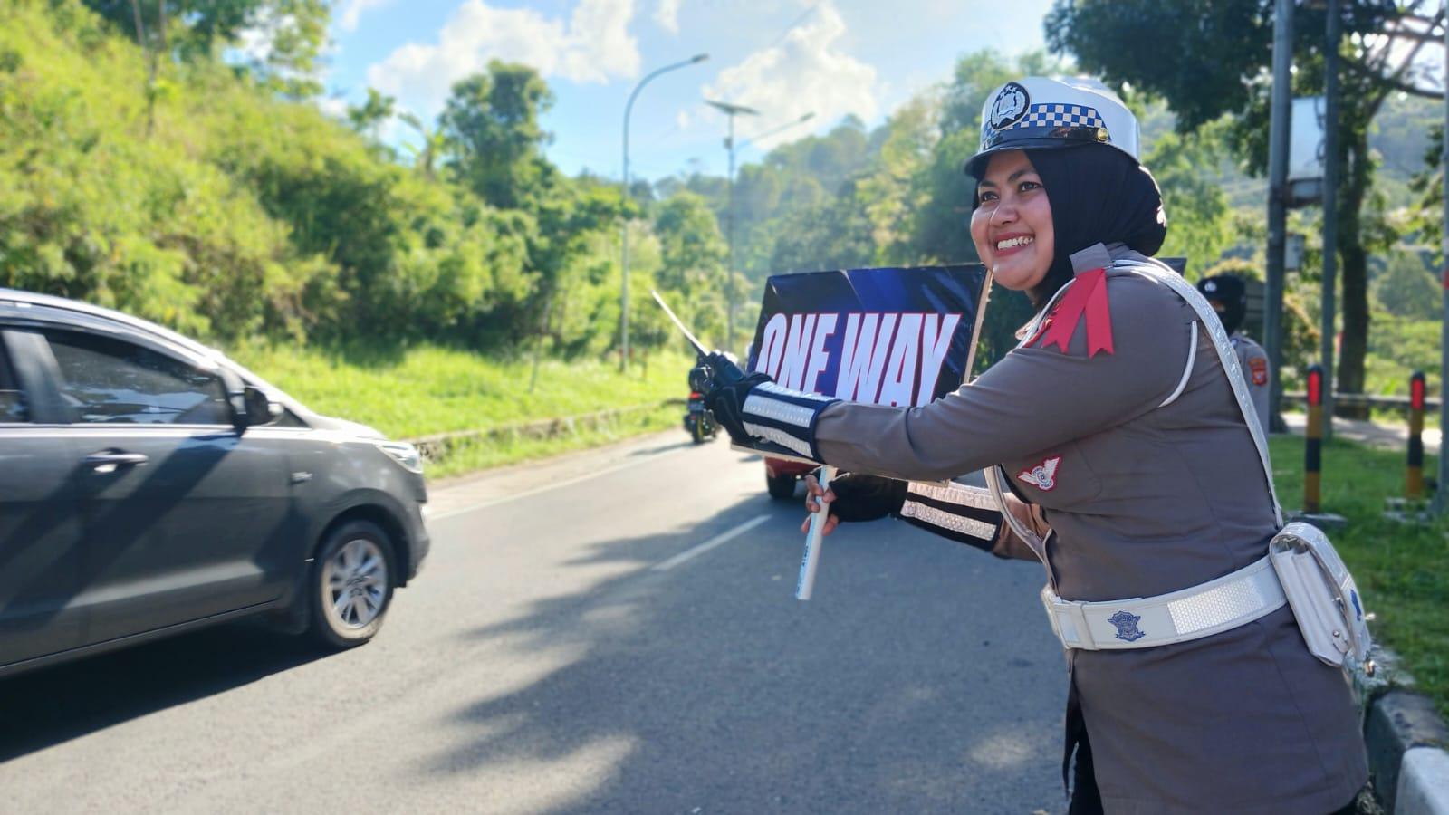 Polres Tasikmalaya Kota Lakukan One Way di Jalur Gentong