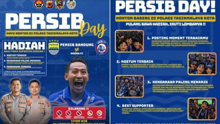Malam Ini! Polres Tasikmalaya Kota Gelar Nobar Persib vs Arema, Ada Lomba Kostum Terbaik dan Bertabur Hadiah
