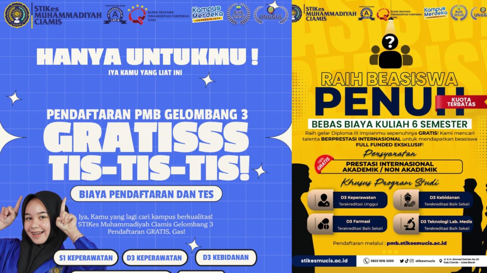STIKes Muhammadiyah Ciamis Buka PMB Gelombang 3, Gratis dan Beasiswa Penuh untuk Talenta Berprestasi