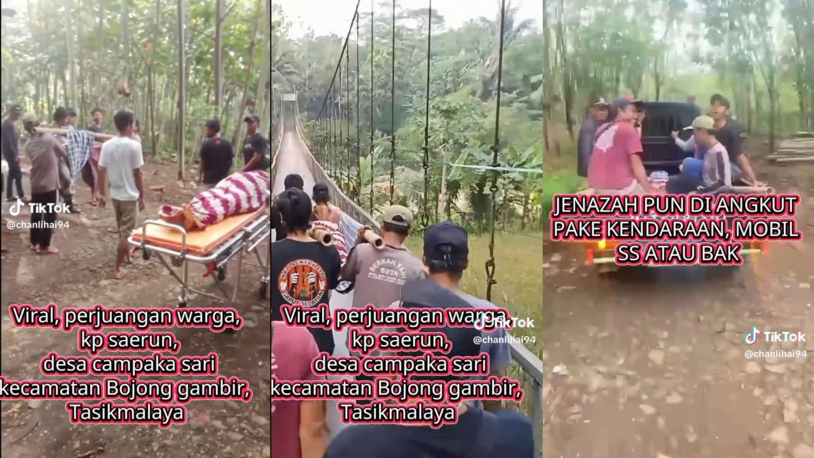 Viral Video Jenazah Ditandu di Bojonggambir Tasikmalaya, Jalan Rusak Hambat Akses Warga